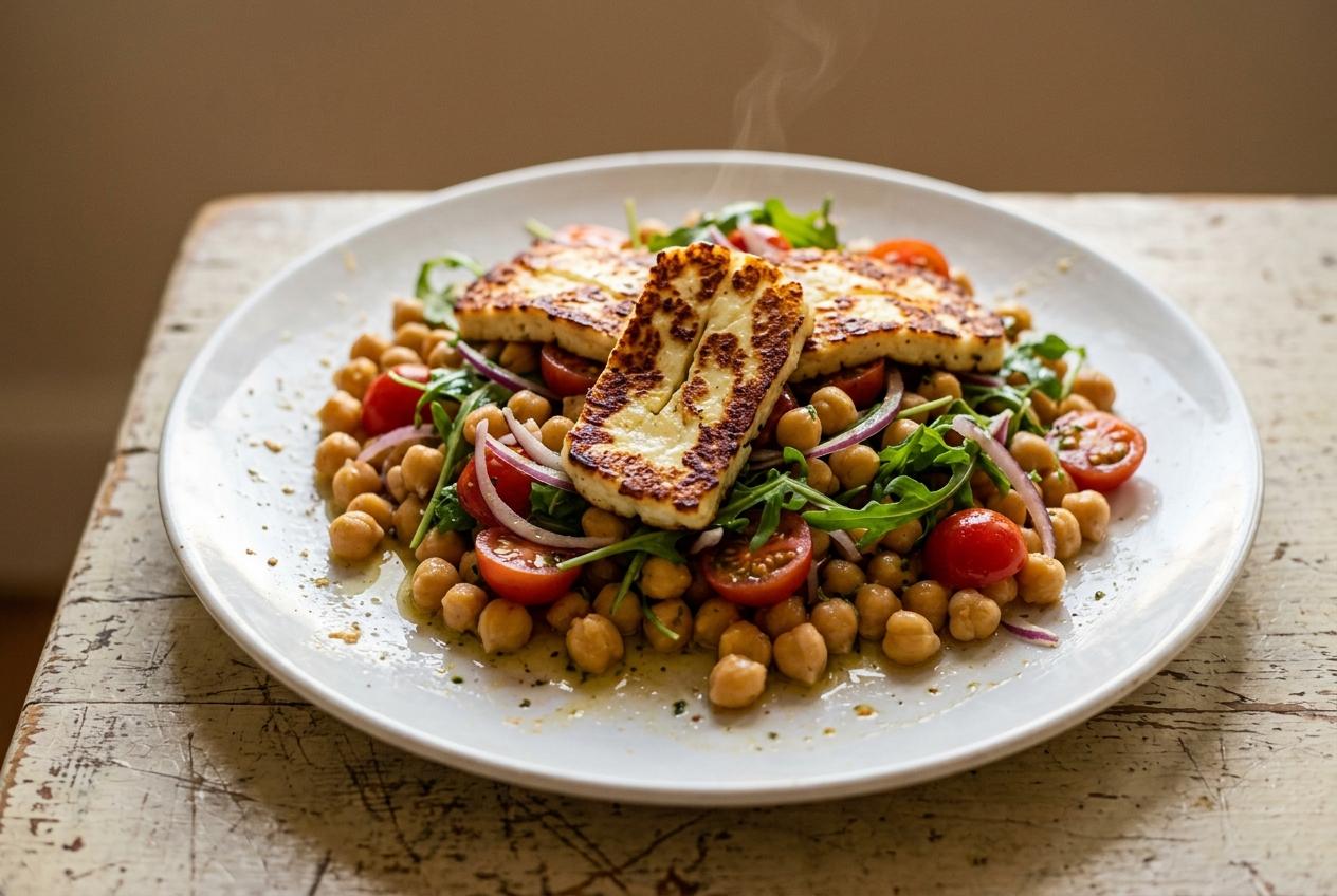 Warm Chickpea and Halloumi Salad