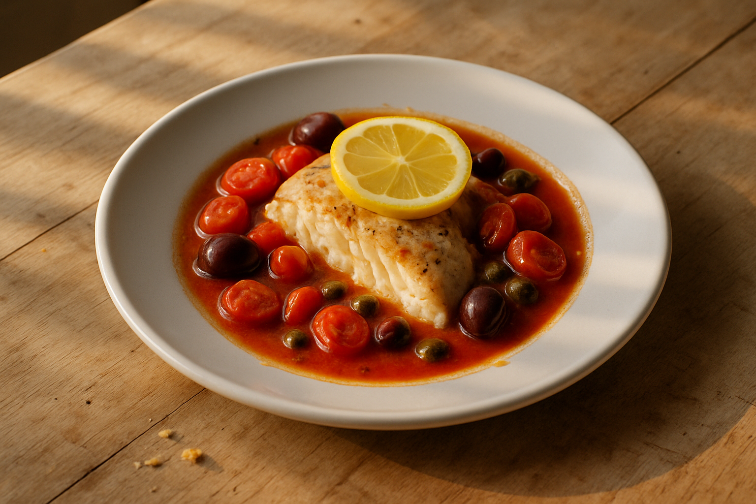 Baked Fish With Cherry Tomatoes And Olives