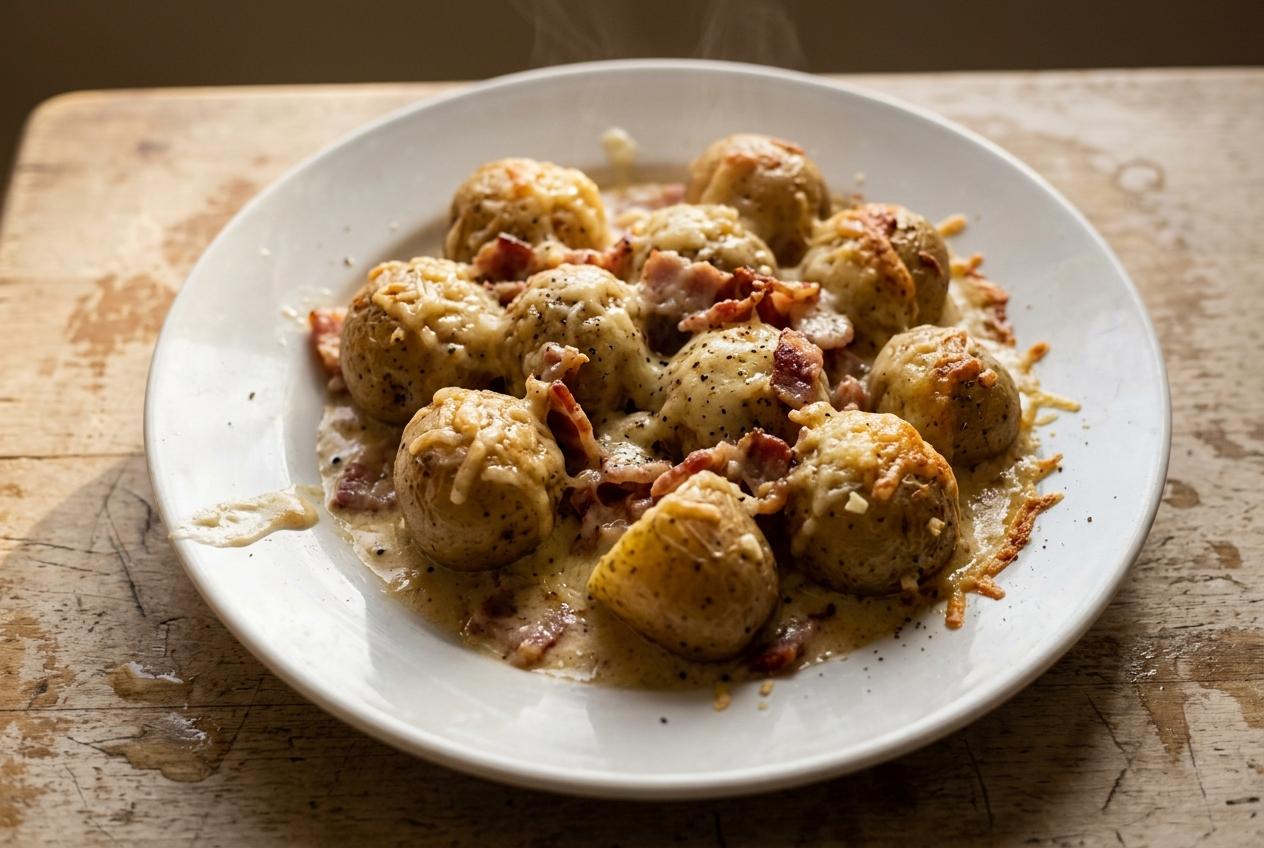 Slow Cooker Cheesy Potato And Bacon Side Pot