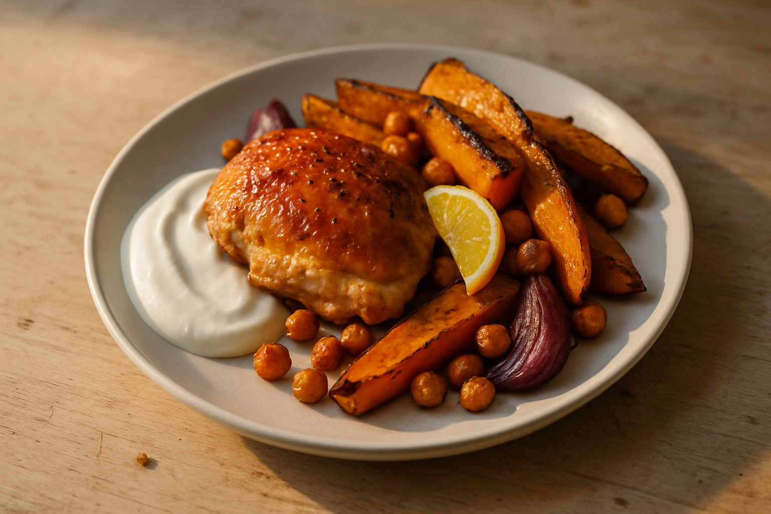 Harissa Chicken With Pumpkin and Chickpeas