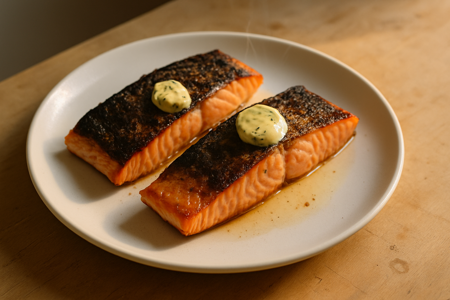 Barbecued Salmon Fillets with Dill Butter