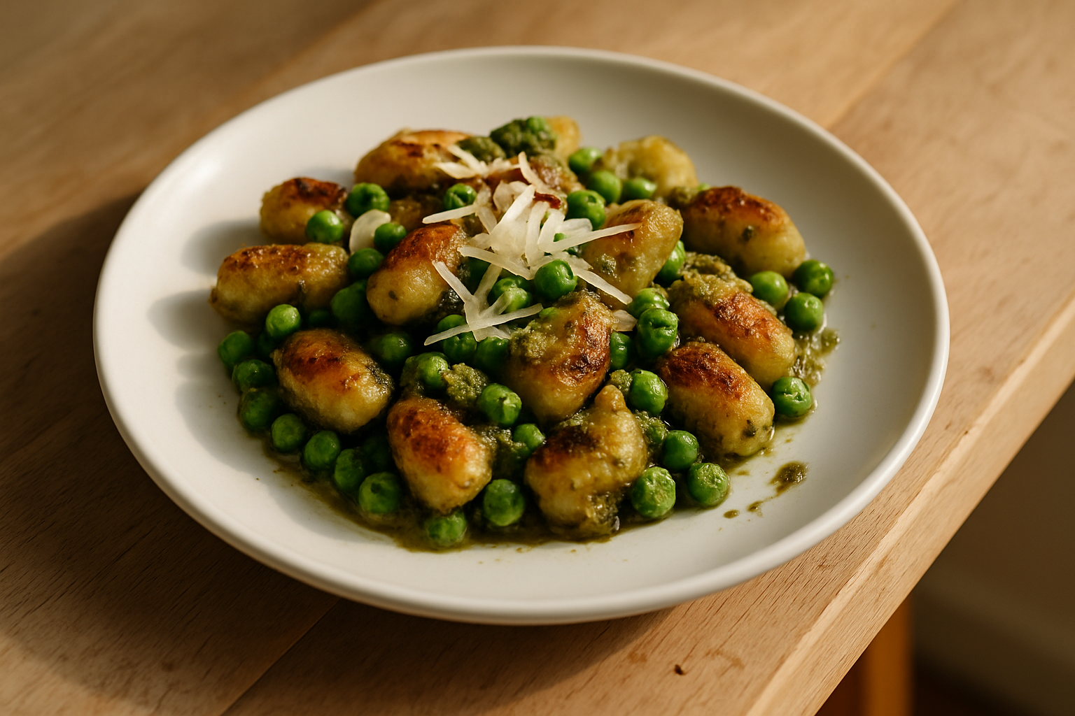 Air Fryer Gnocchi With Pesto And Peas
