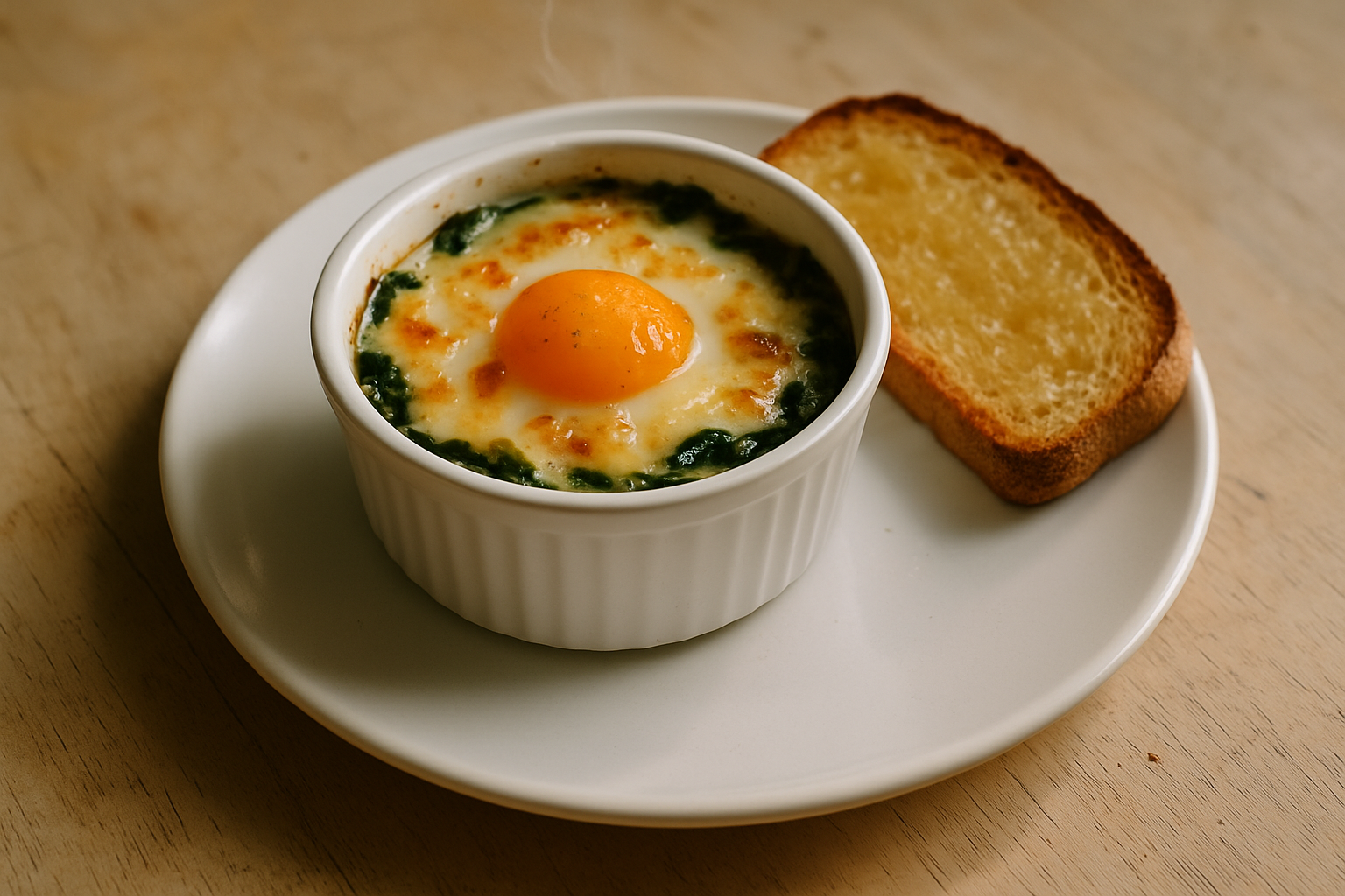 Cheesy Baked Eggs with Spinach