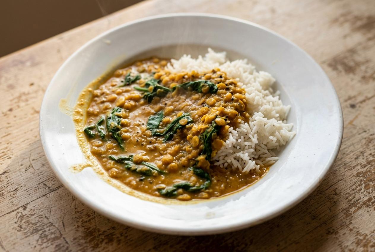 Red Lentil Dahl with Spinach
