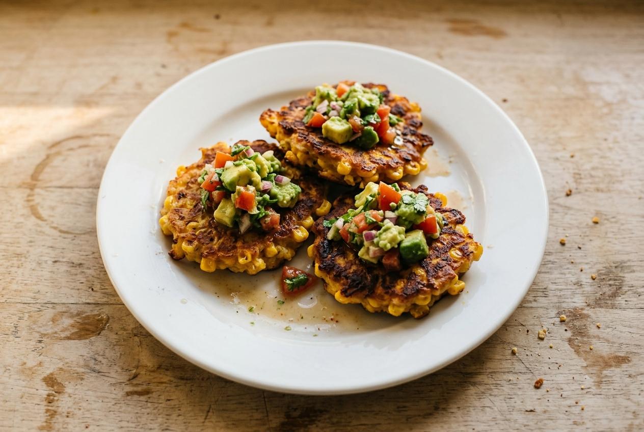 Sweet Corn Fritters with Avocado Salsa