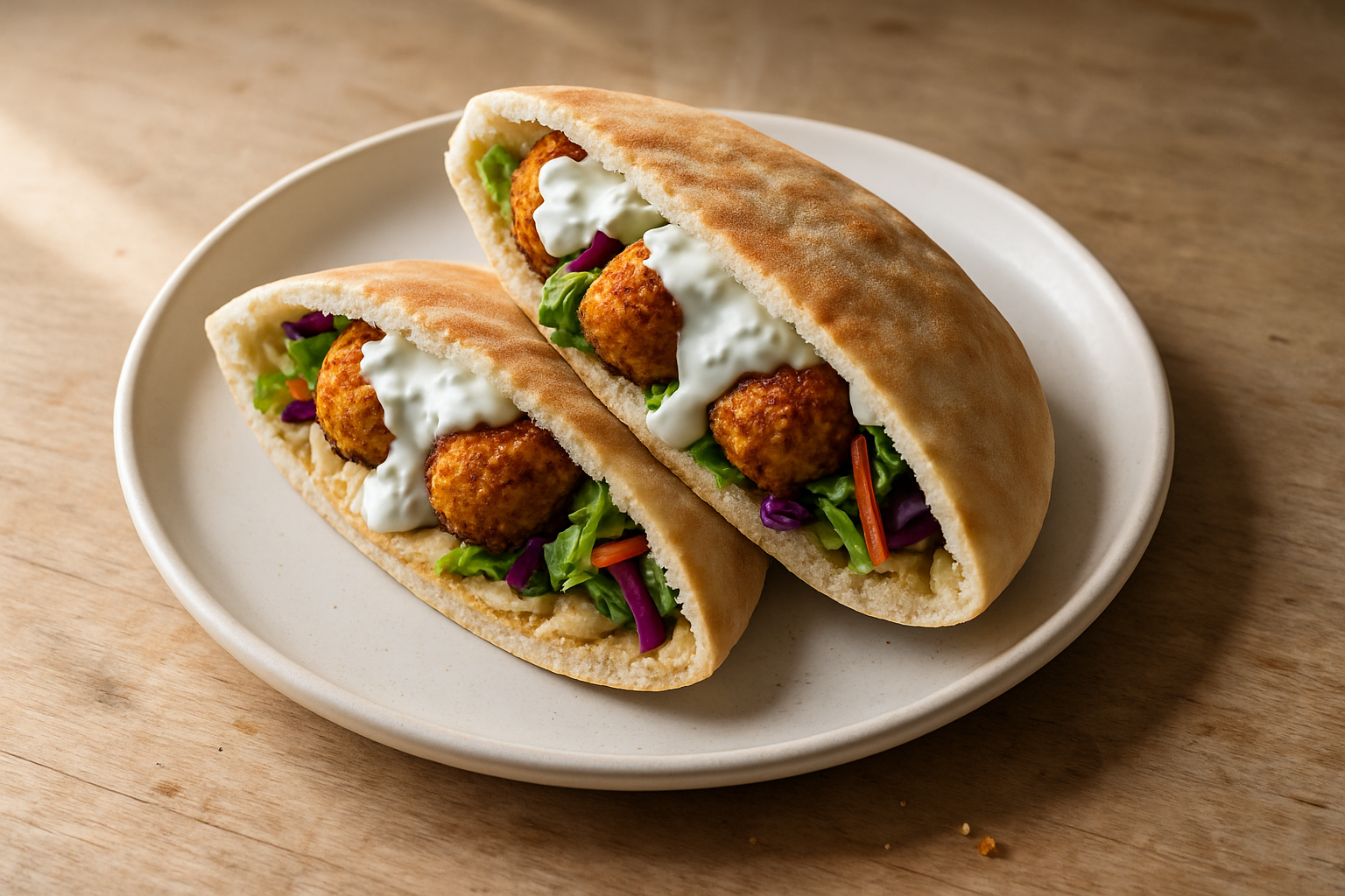 Air Fryer Falafel And Hummus Pockets