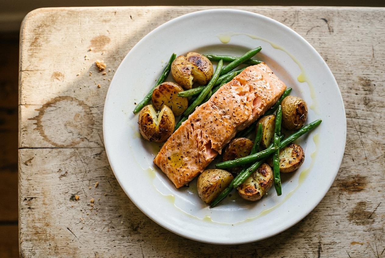 Salmon With Baby Potatoes and Green Beans
