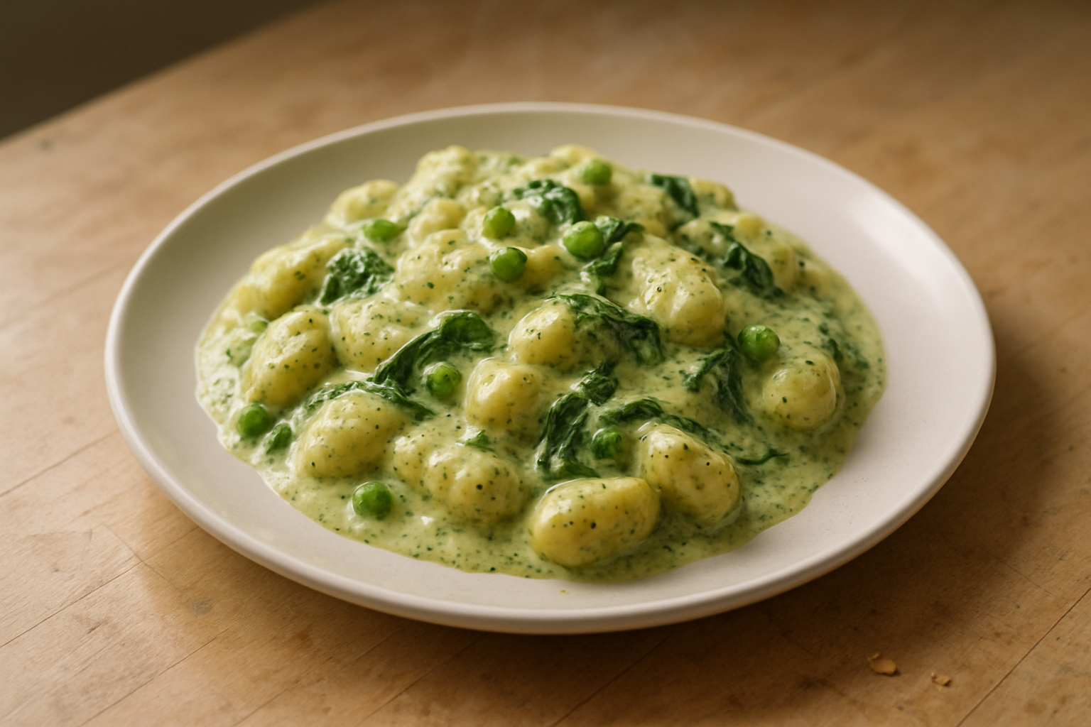 One-Pot Creamy Pesto Gnocchi With Peas