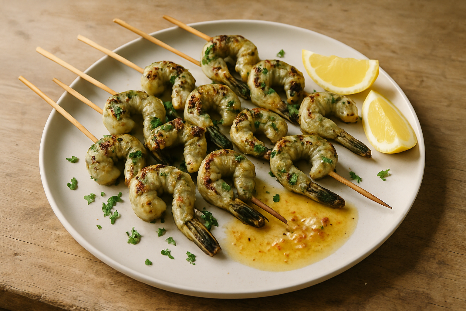 Barbecued Garlic Prawn Skewers