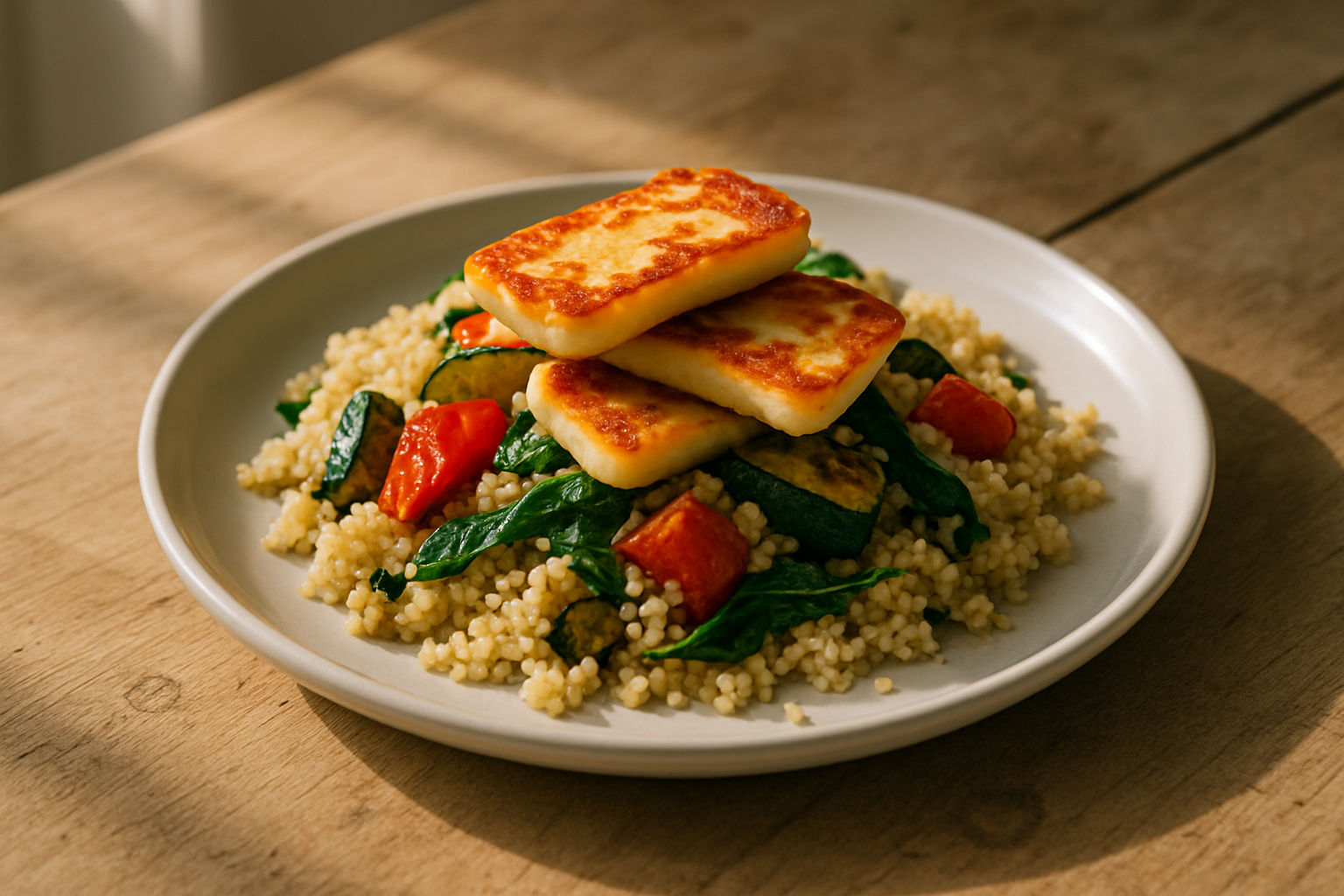 Halloumi and Roast Veggie Couscous