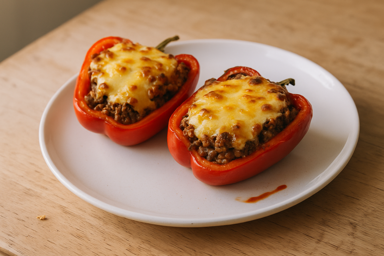 Beef Mince Stuffed Capsicums