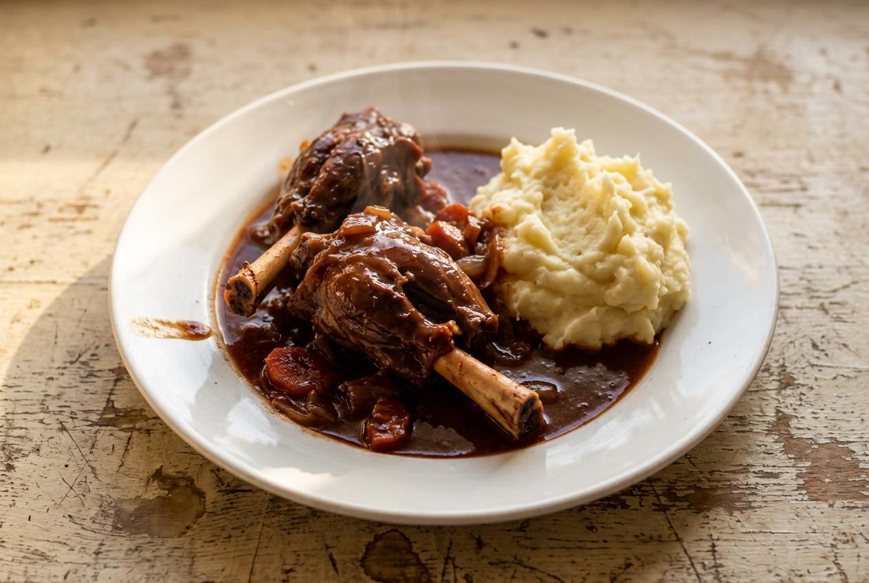 Slow Cooker Lamb Shanks in Red Wine Gravy