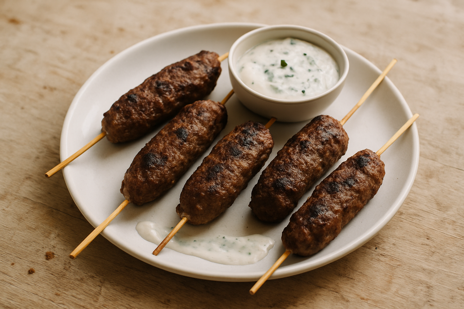 Lamb Kofta Skewers With Yoghurt Sauce