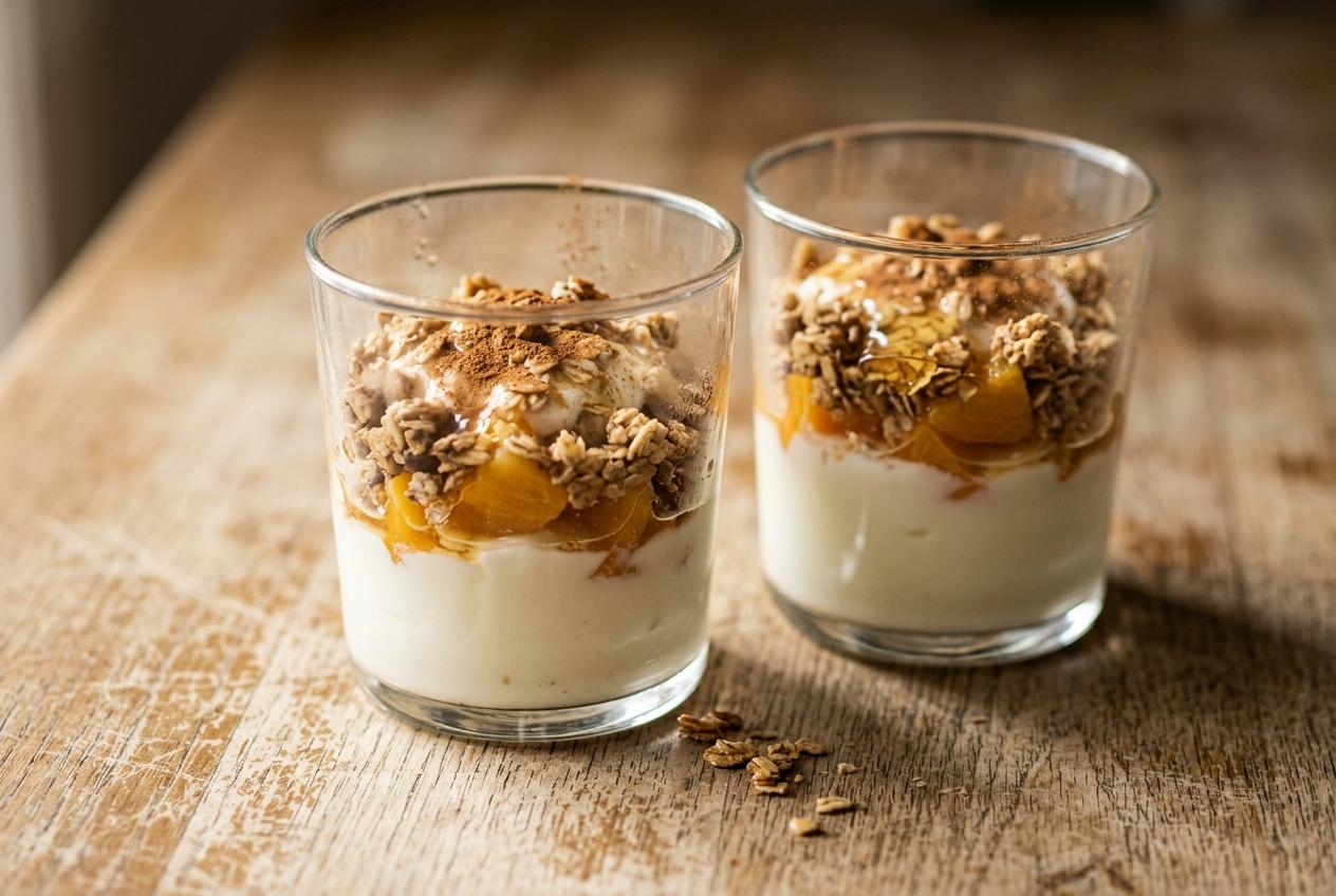 Tinned Peach And Yoghurt Breakfast Cup