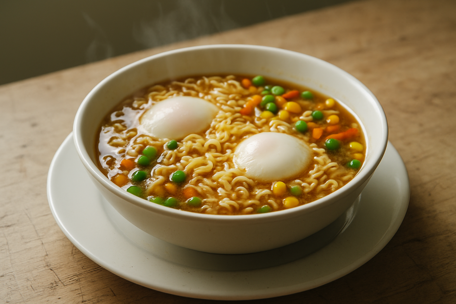 Noodle Bowl With Frozen Veg And Egg