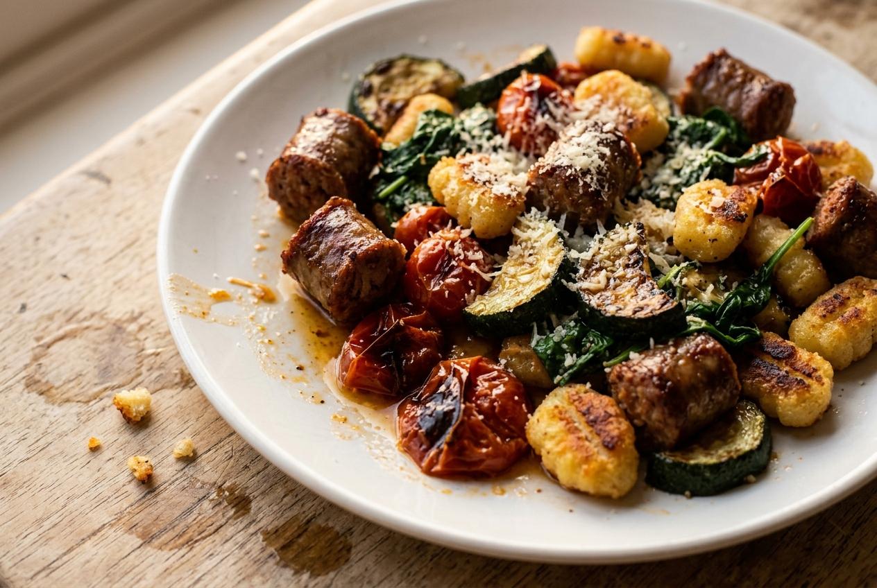 Sausage, Gnocchi and Cherry Tomato Tray Bake
