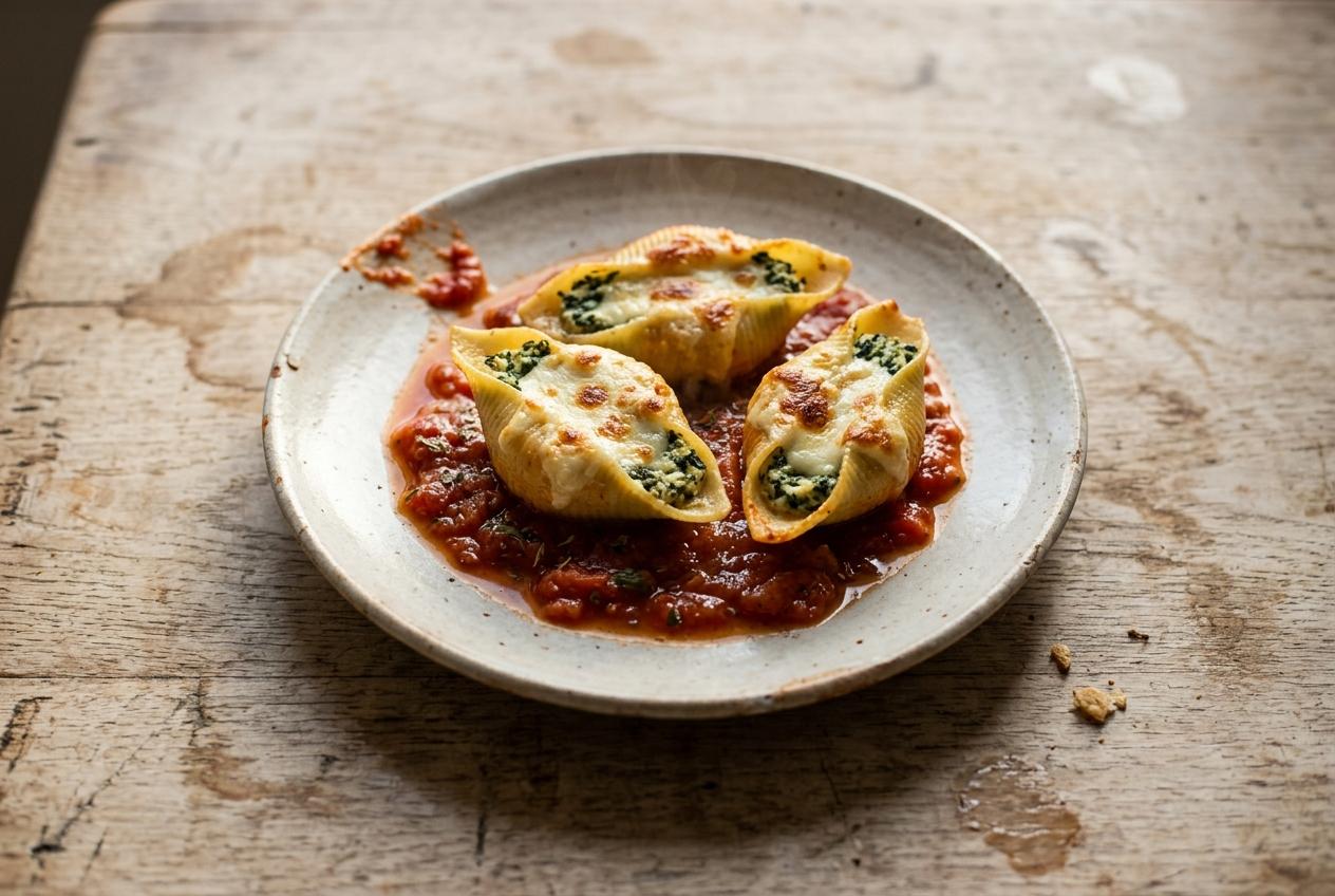 Spinach and Ricotta Stuffed Pasta Shells