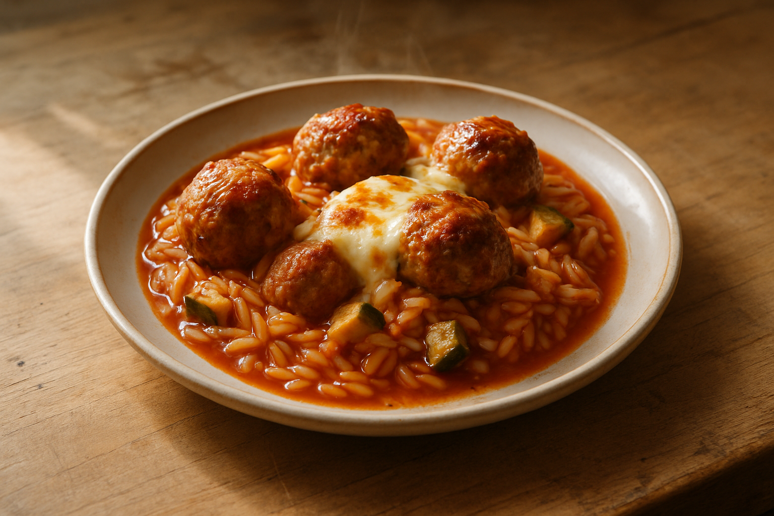 Cheesy Pork Meatball and Orzo Tray