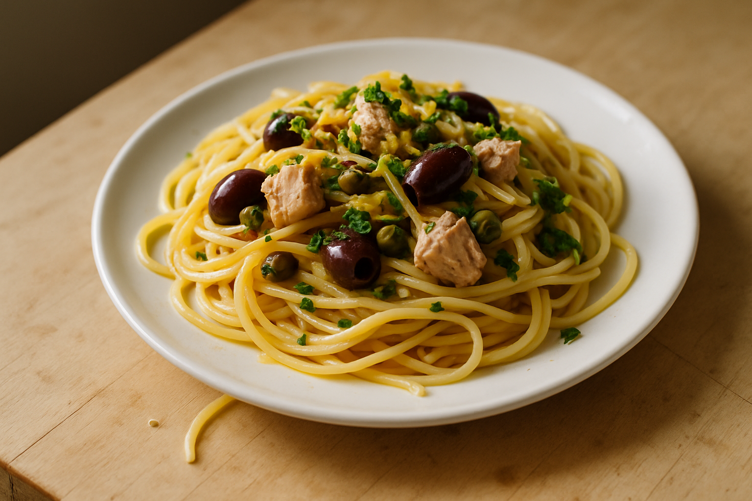 Lemon Tuna and Olive Pasta