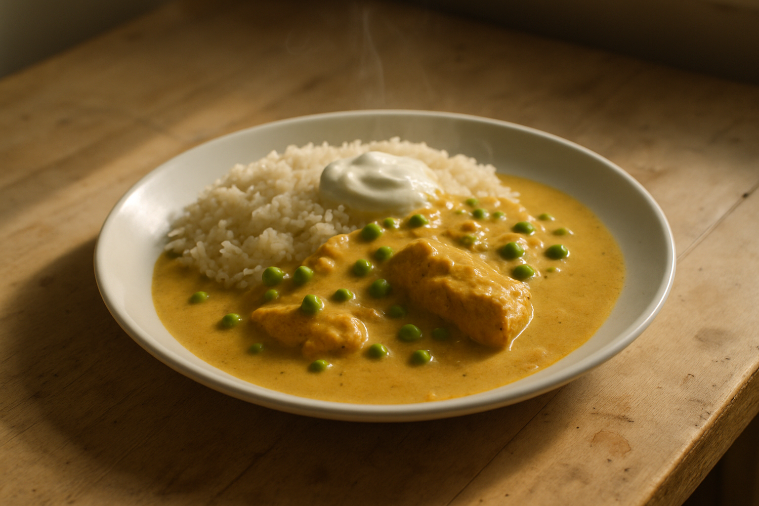Mild Chicken Korma with Fluffy Rice