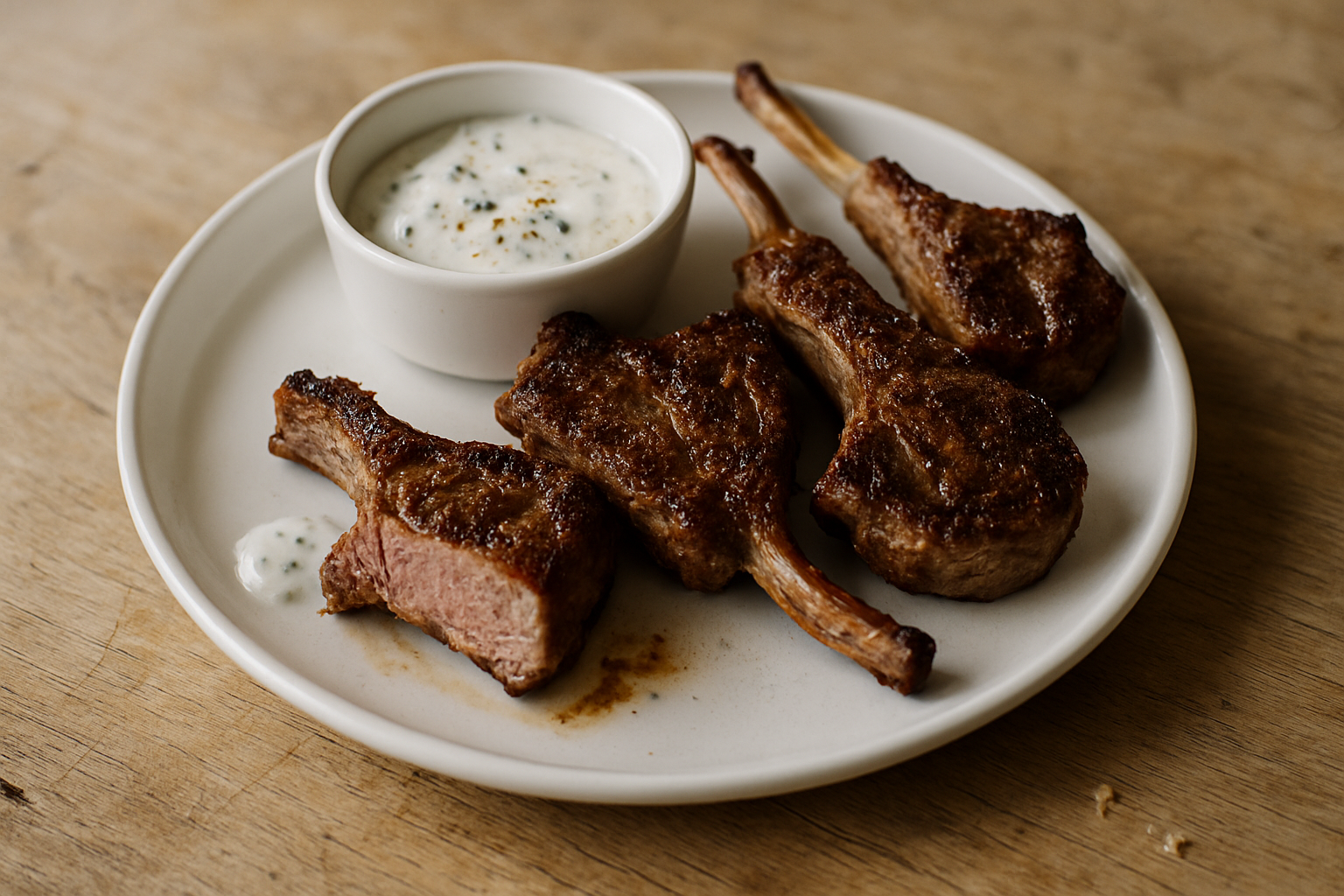 Barbecued Lamb Cutlets with Mint Yoghurt