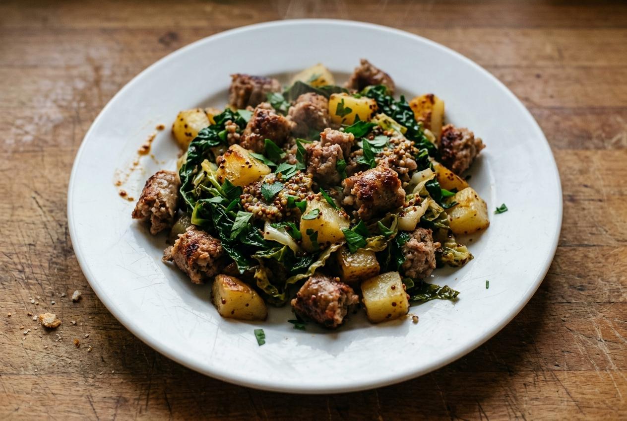 Sausage, Potato and Cabbage Fry-Up