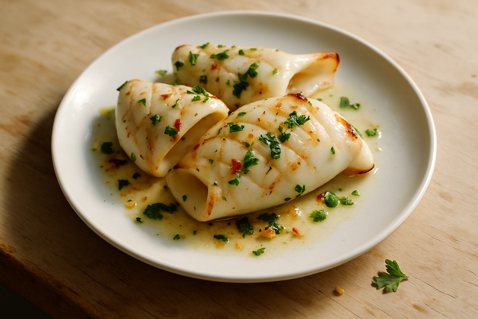Barbecued Squid with Lemon and Parsley