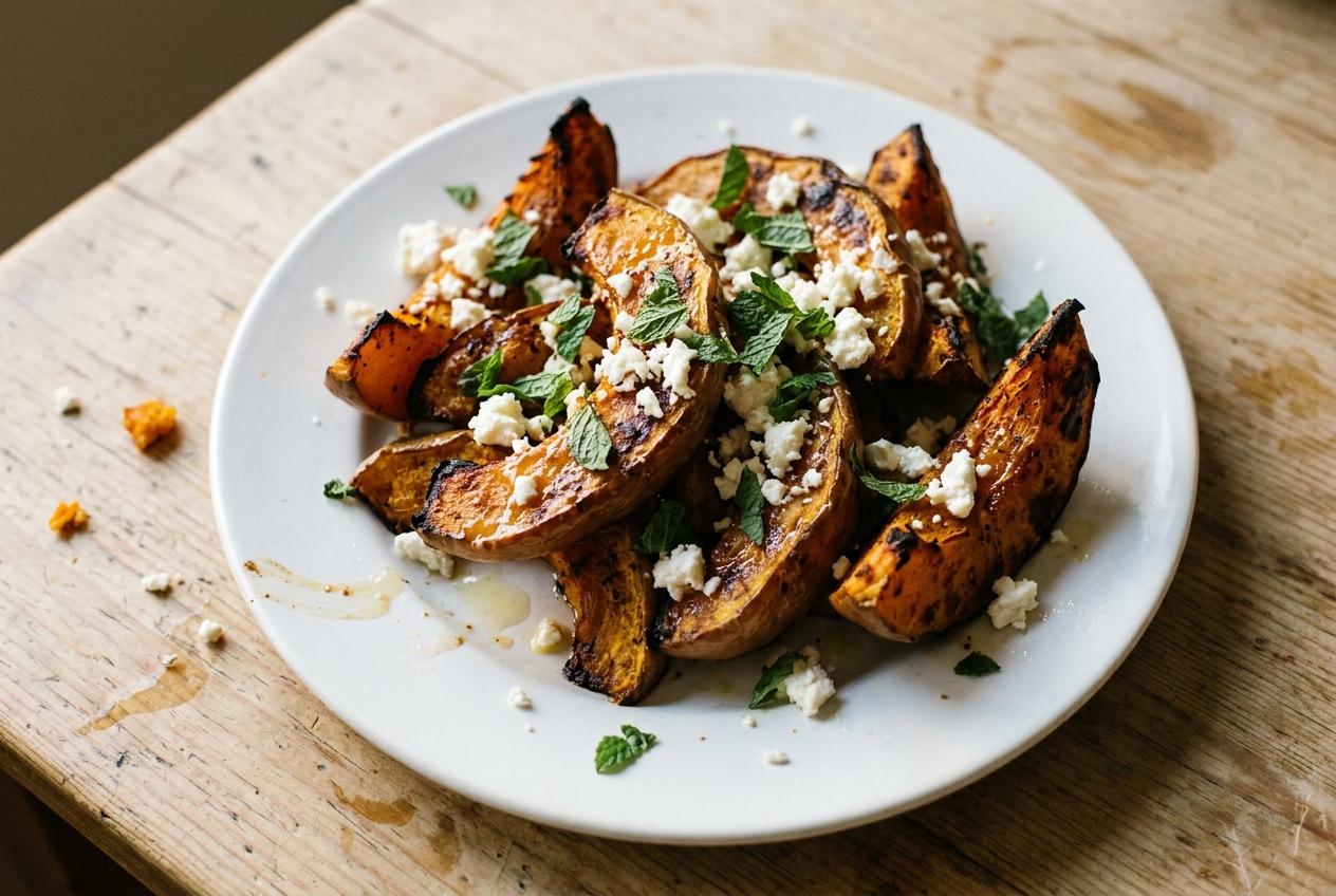 Pumpkin Wedges With Feta and Mint