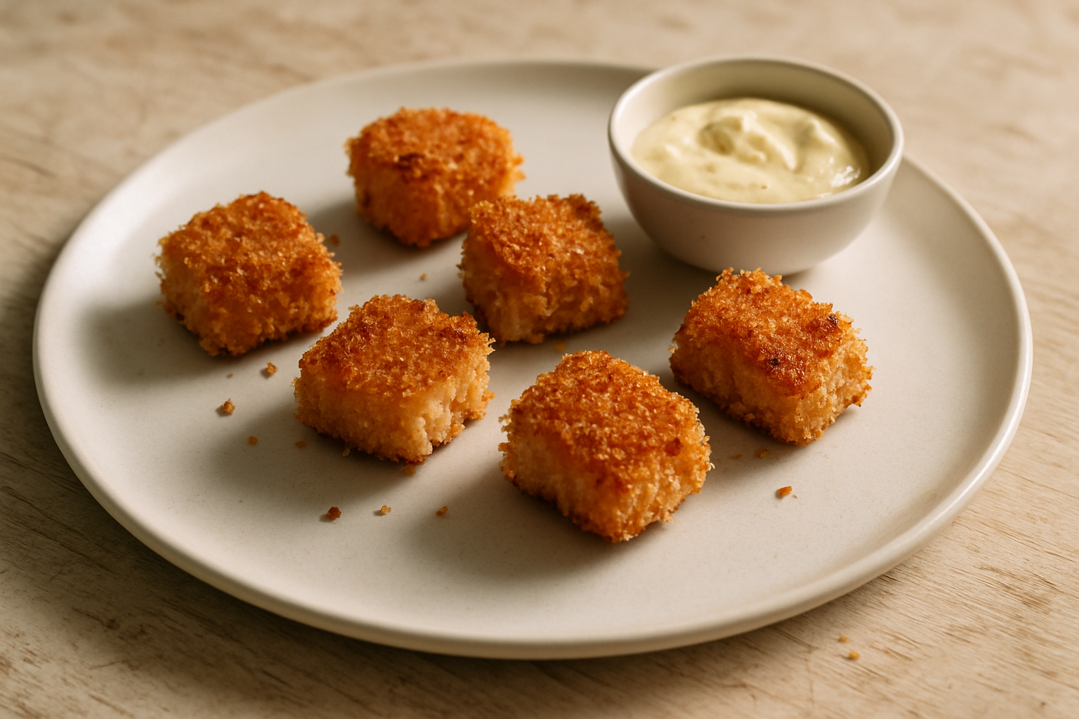 Crunchy Panko Salmon Bites With Lemon Mayo