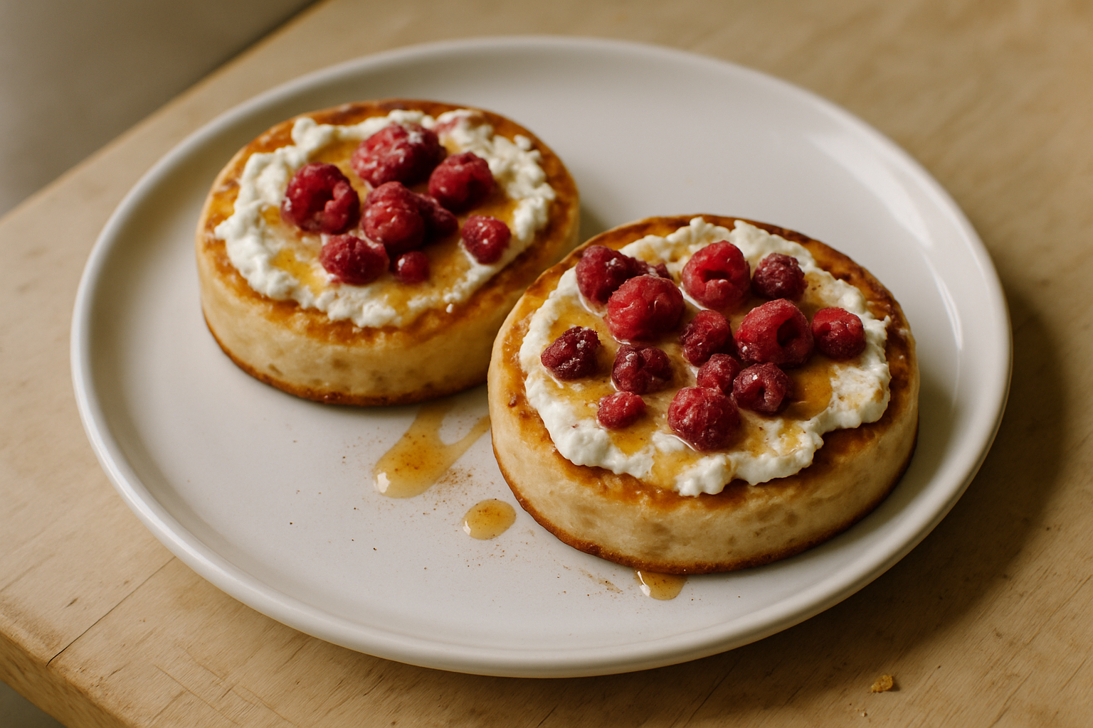Grilled Crumpets With Ricotta And Honey