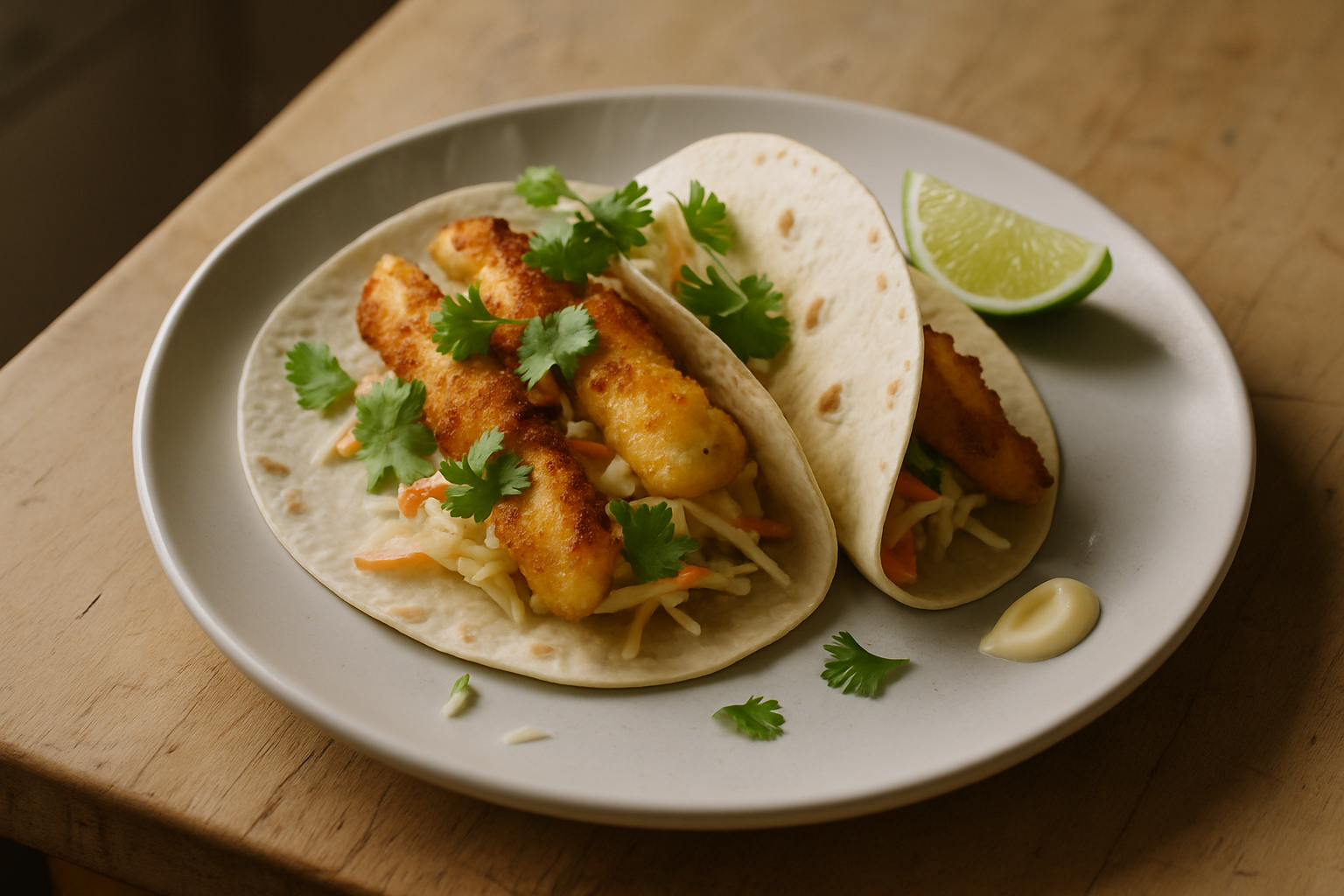 Crispy Fish Tacos With Lime Slaw