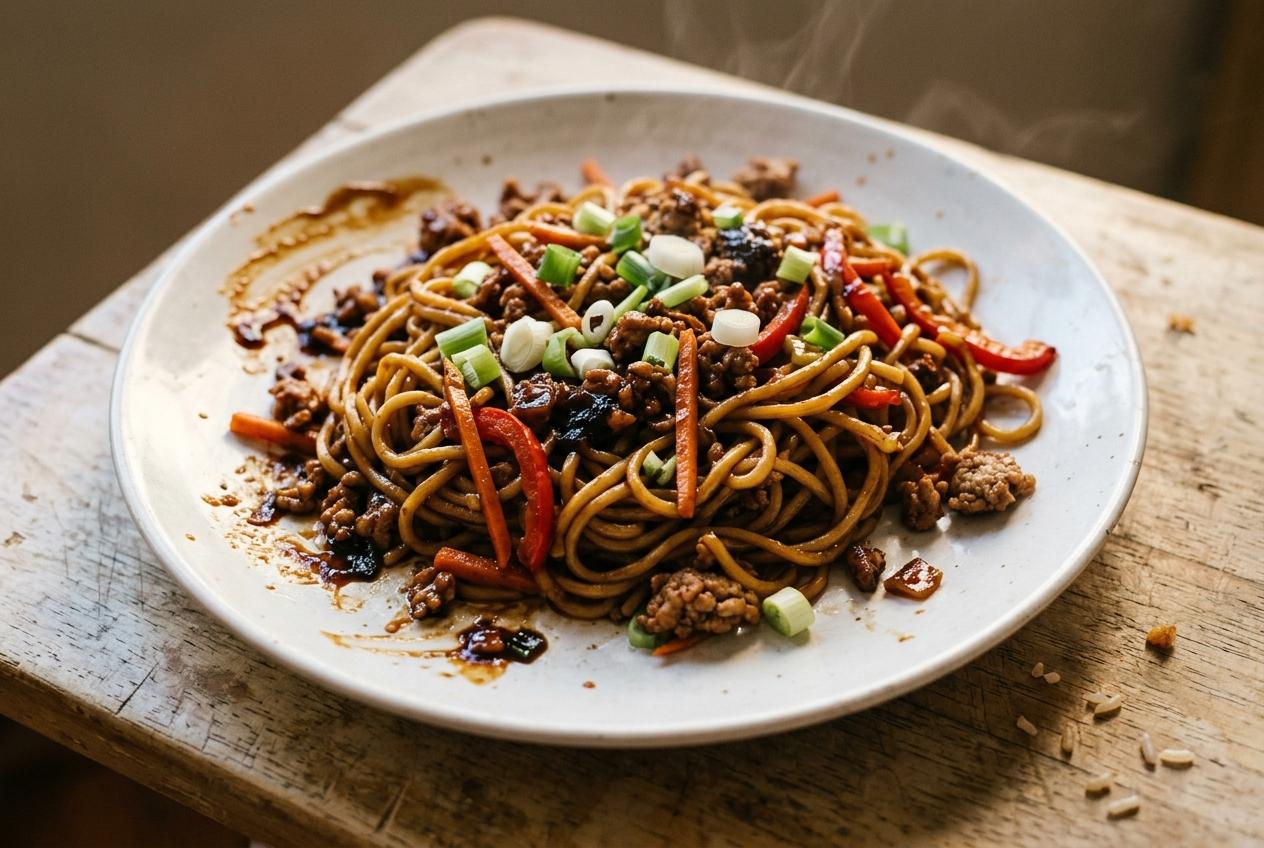 Sticky Hoisin Pork Noodles