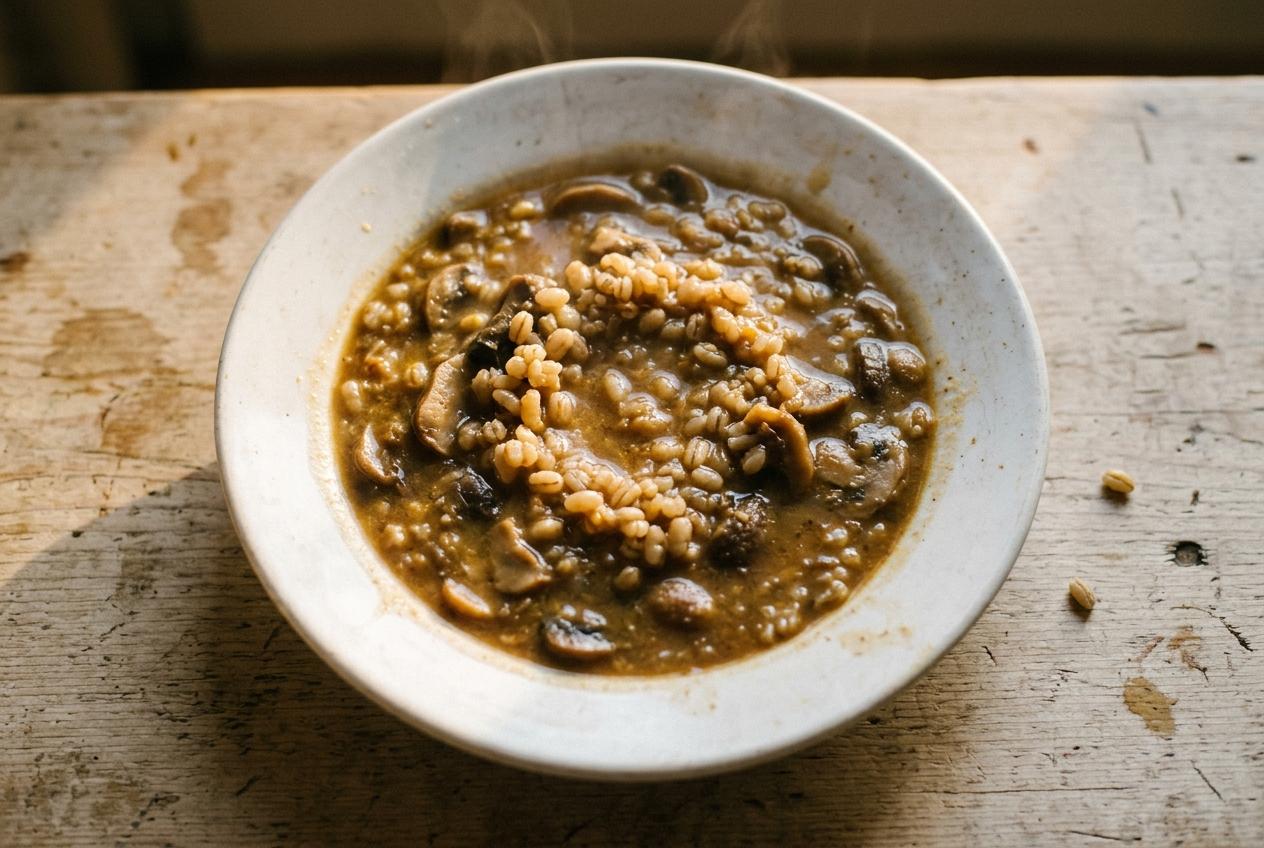 Slow Cooker Mushroom And Pearl Barley Pot