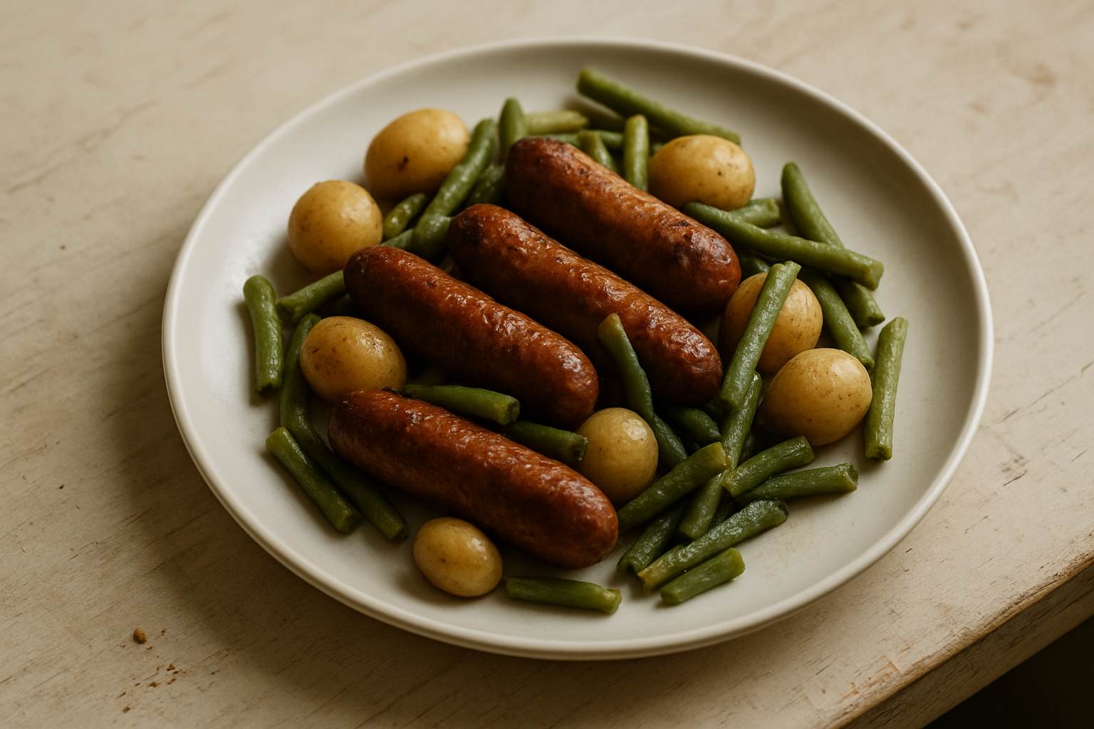 One Tray Sausages And Baby Potatoes