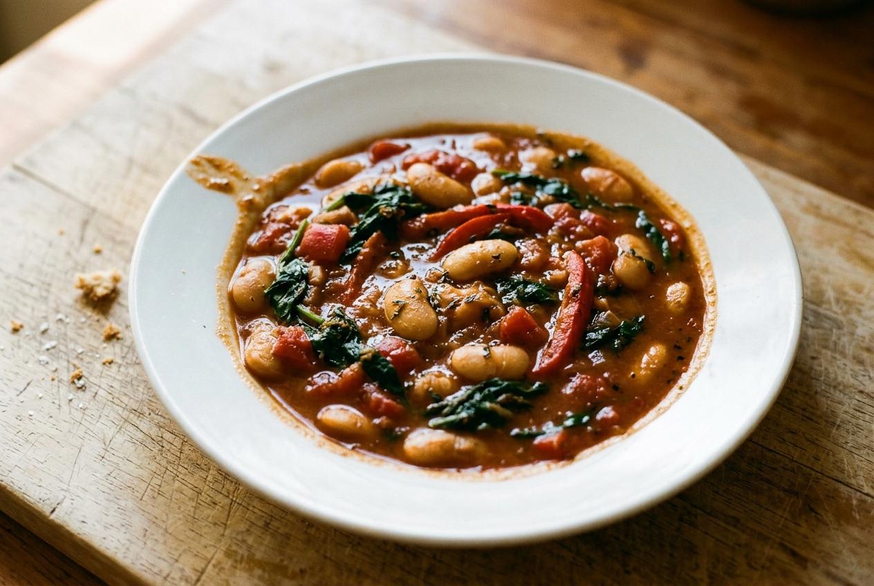 Slow Cooker Smoky Butter Bean And Spinach Pot