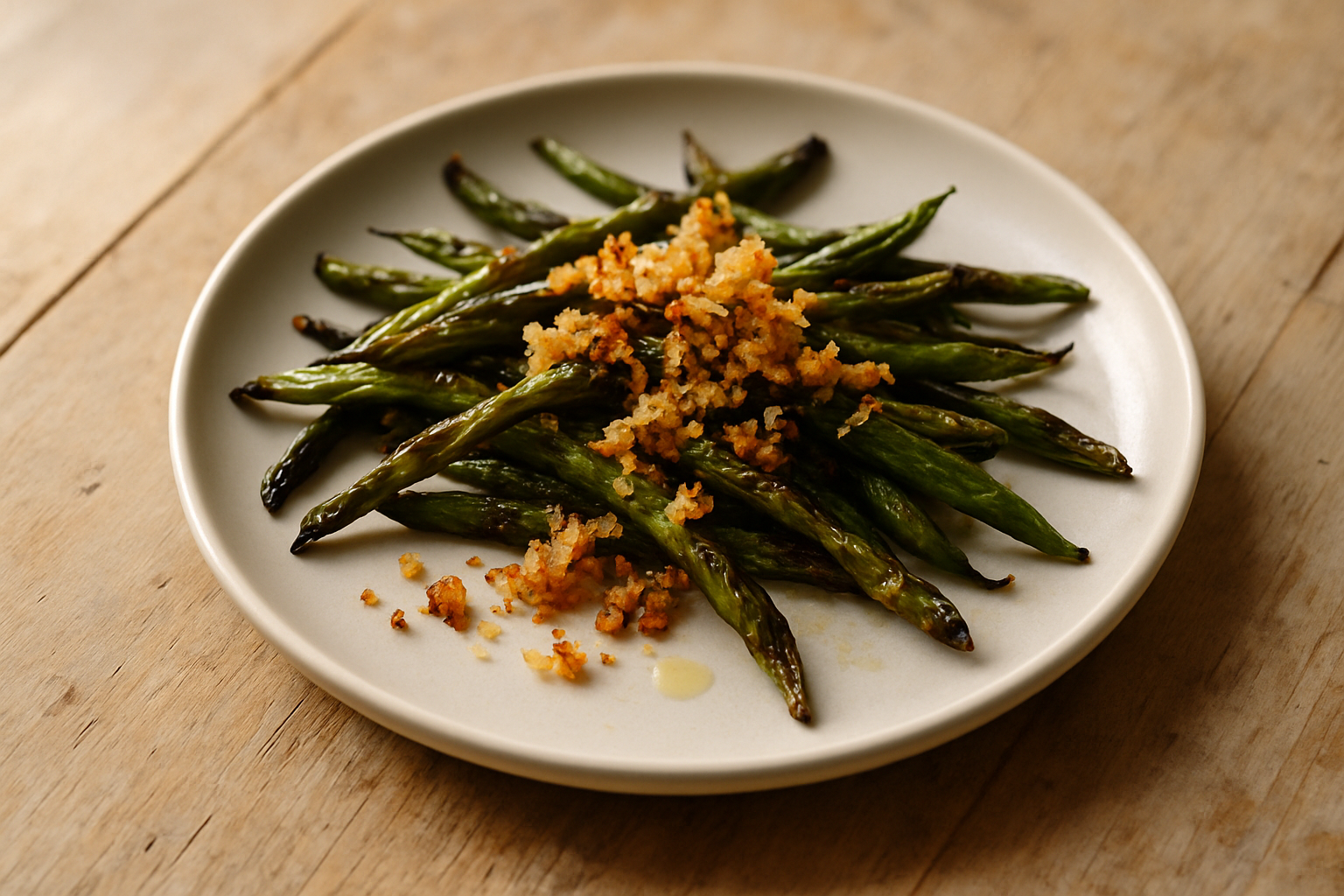Blistered Green Beans With Garlic Crumbs