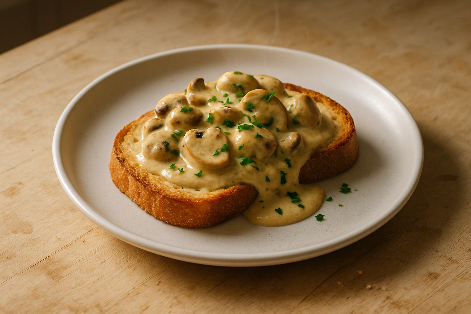 Creamy Garlic Mushrooms on Toast
