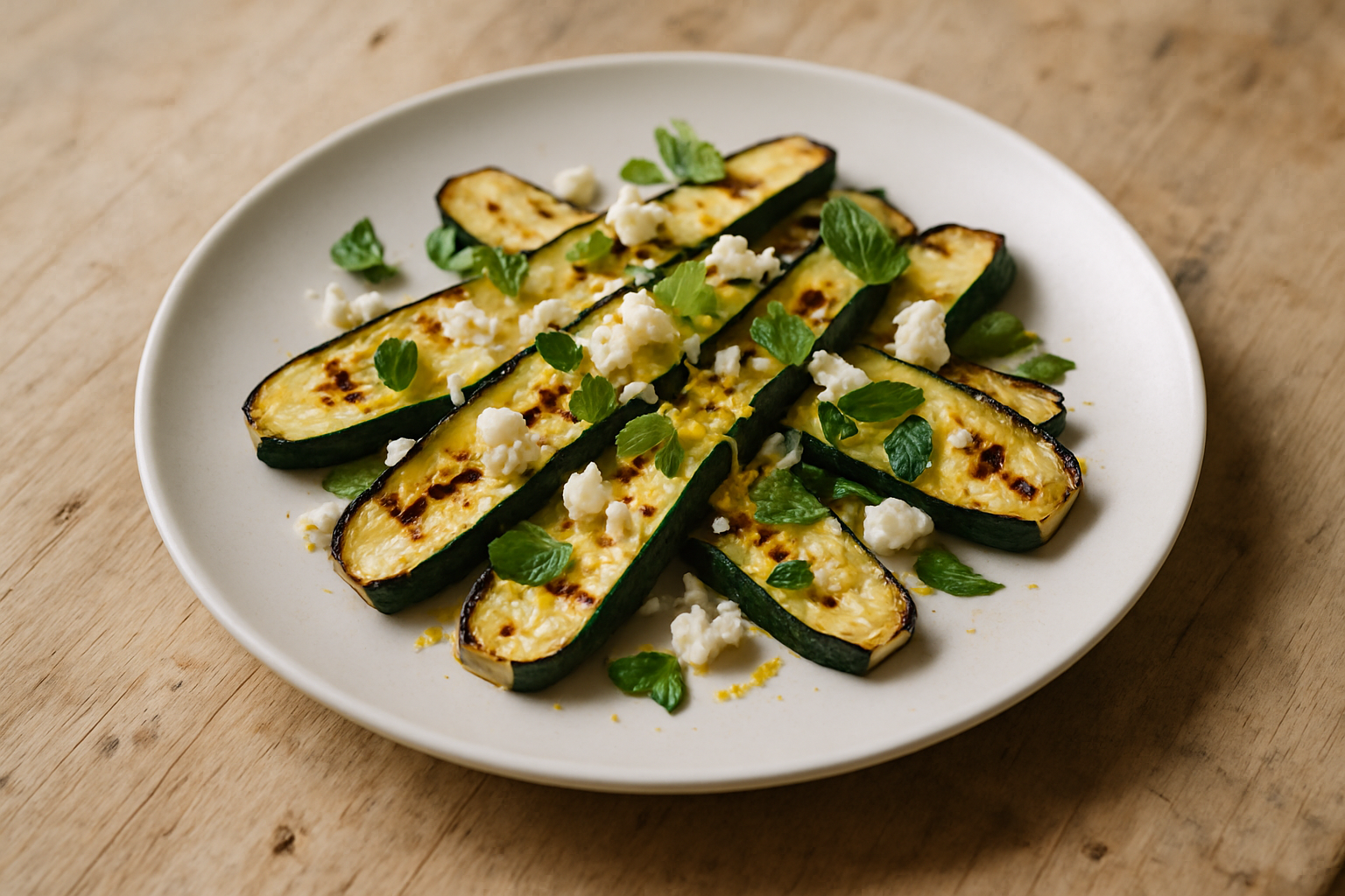 Grilled Zucchini with Lemon and Feta
