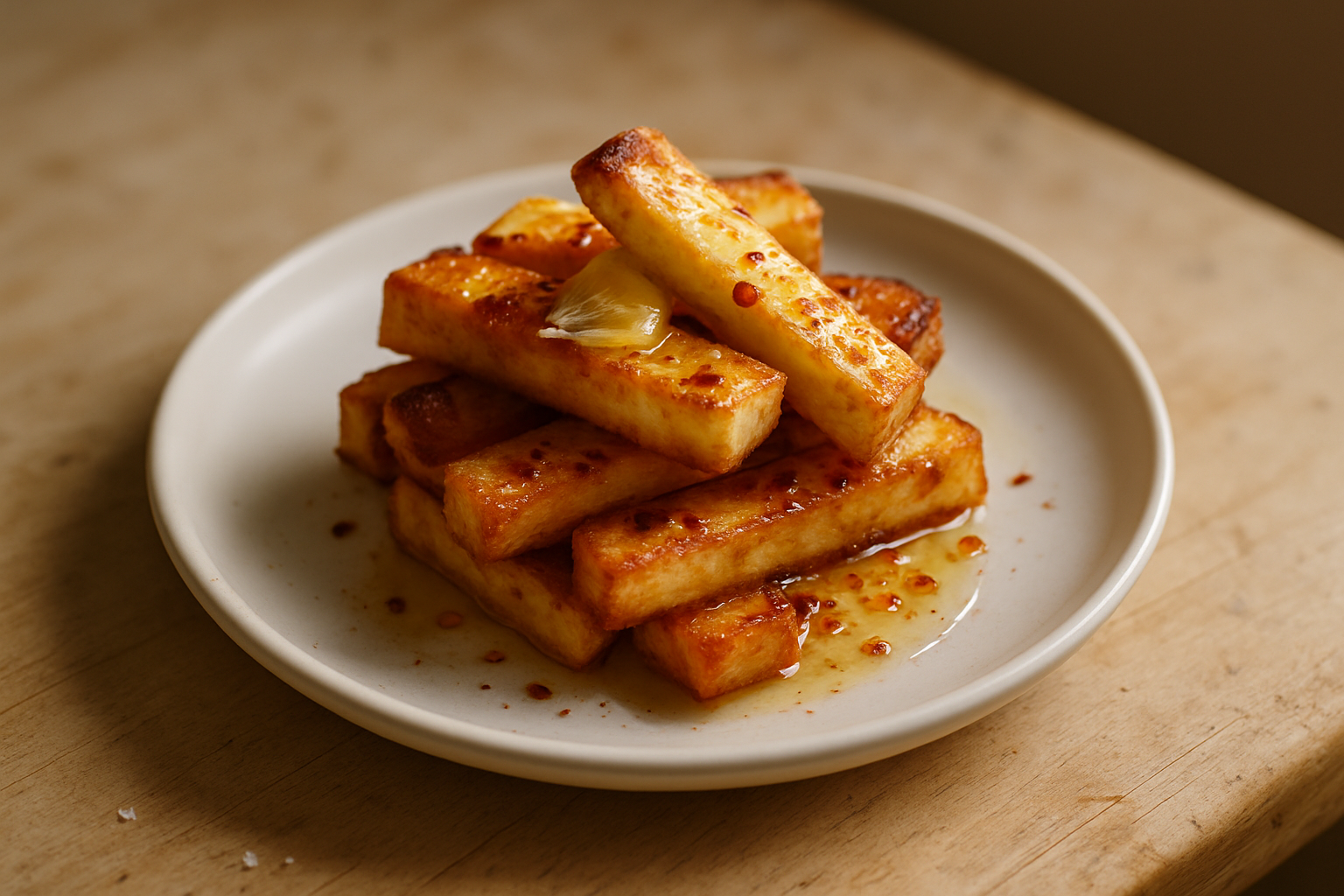 Halloumi Chips With Honey and Chilli